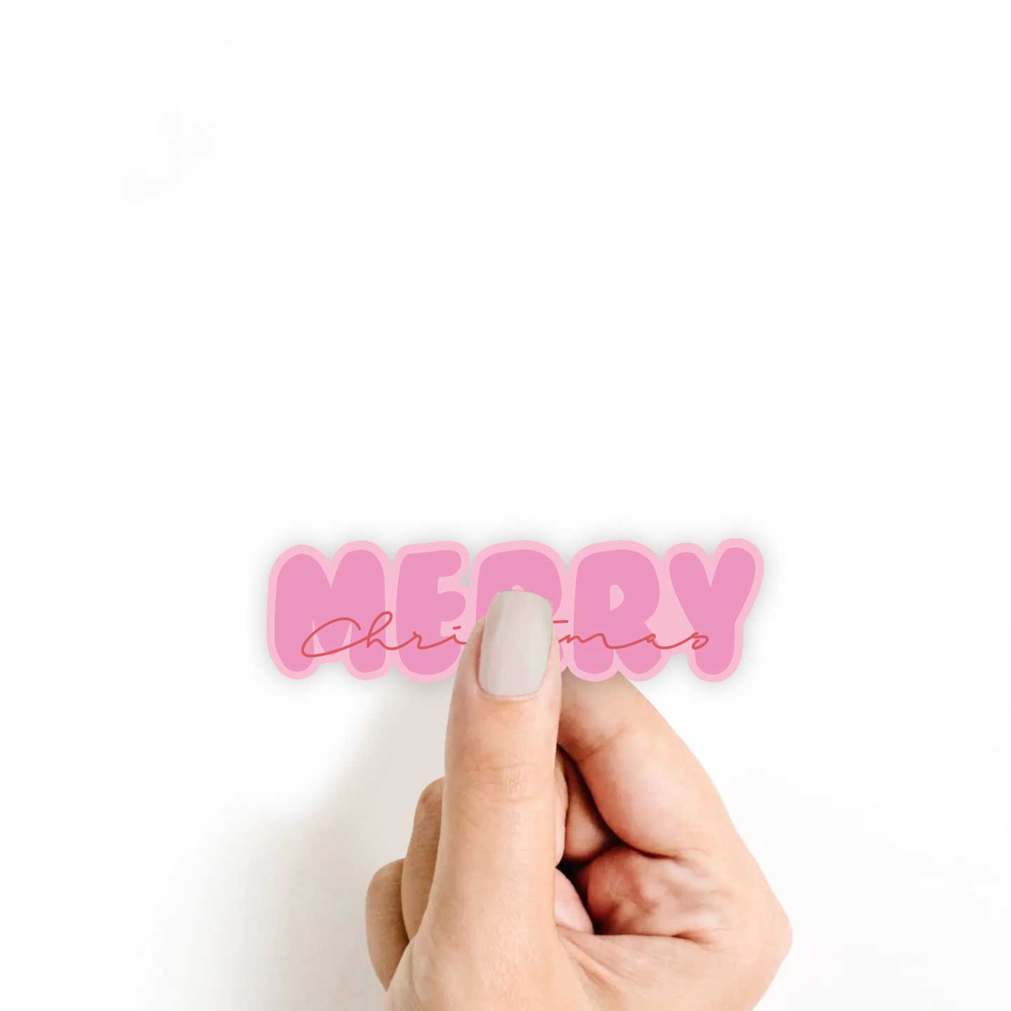Pink Merry Christmas Sticker